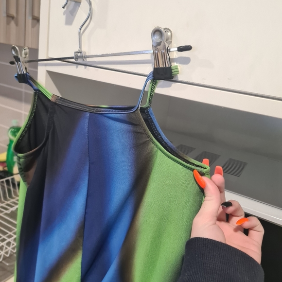 Motel x Olivia Neill Mares Flare Trouser in Solarized Green and Blue - Picture 9 of 9